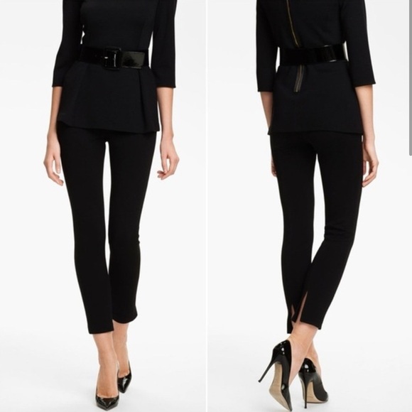 St. John Caviar Alexa Milano Knit Black Wool Blend Ankle Dress Pants Size 4 - Picture 1 of 9